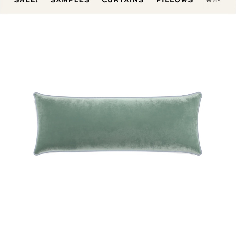 Pepper Home Velvet XL Lumbar Pillow Cover in Sea Salt with Sky Piping